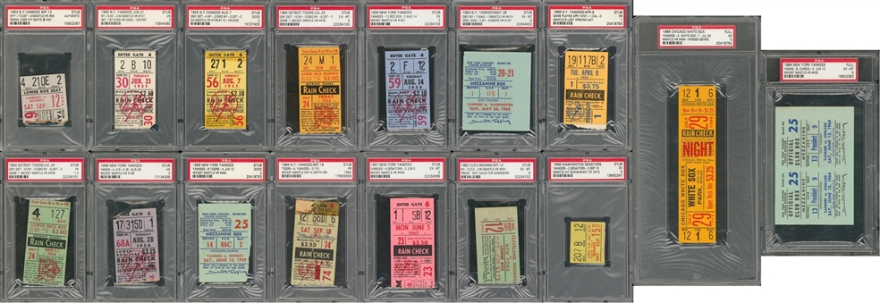 Lot of (16) Mickey Mantle Ticket Stubs For Career Home Runs & Accomplishment Games (PSA/DNA)